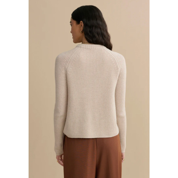 NWT! Jenni Kayne XS Iconic 100% CASHMERE Fisherman Sweater $425 Oatmeal Neutral - Picture 4 of 14
